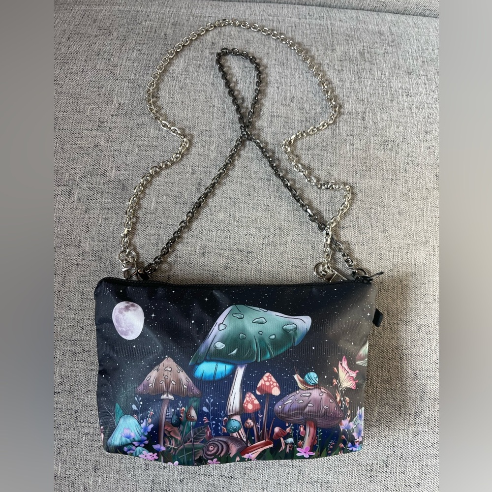 Moon mushroom snail bag with crossbody Chain strap mini purse cosmic boho clutch